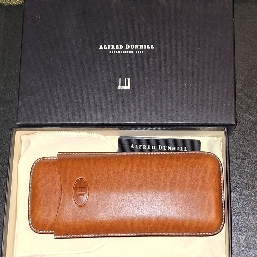 Dunhill Leather  Brown  Cigar Case - 3 Fingers